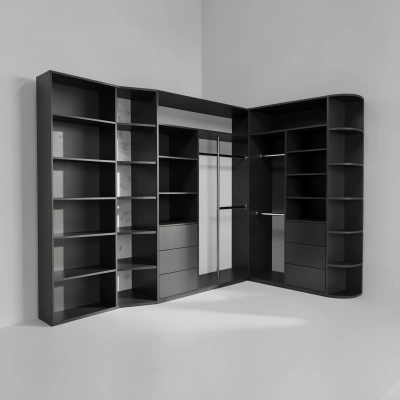 Угловой шкаф с комбинированными дверями купе со стеклом LACOBEL GOT от производителя ЗаказКупе